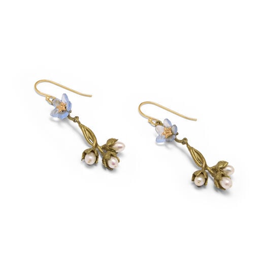 Forget-me-not pearl hook earrings by Michael Michaud